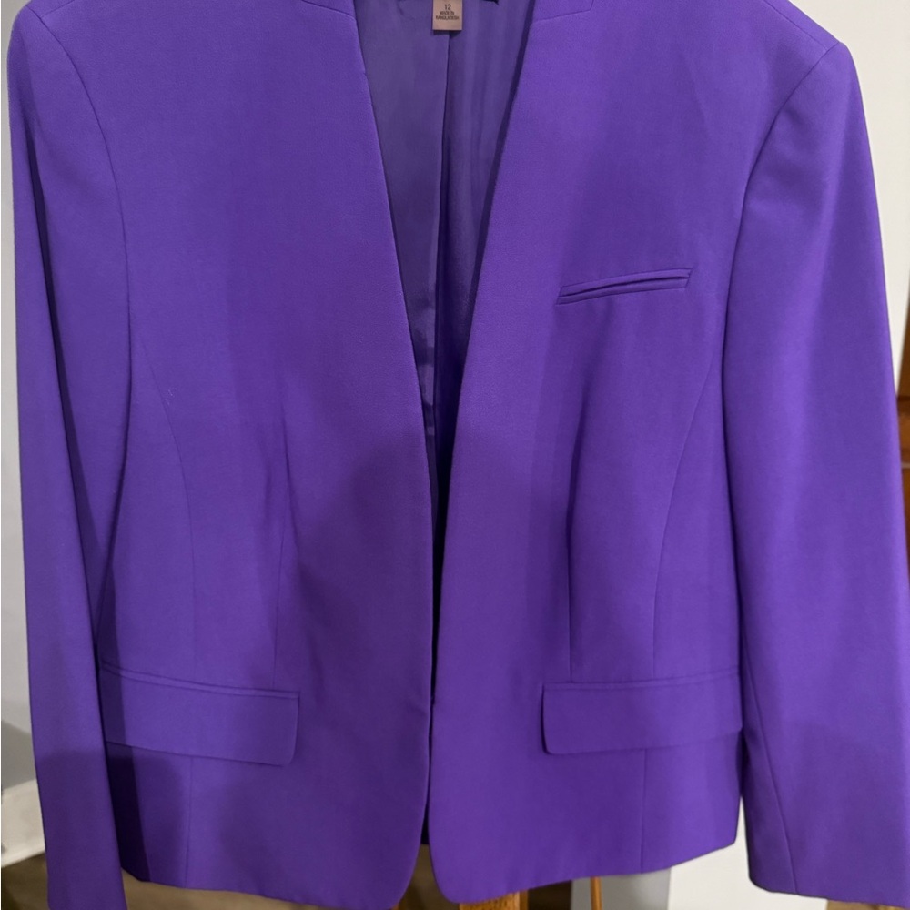 Nine West Purple Blazer with Notched Lapels and Tailored Fit